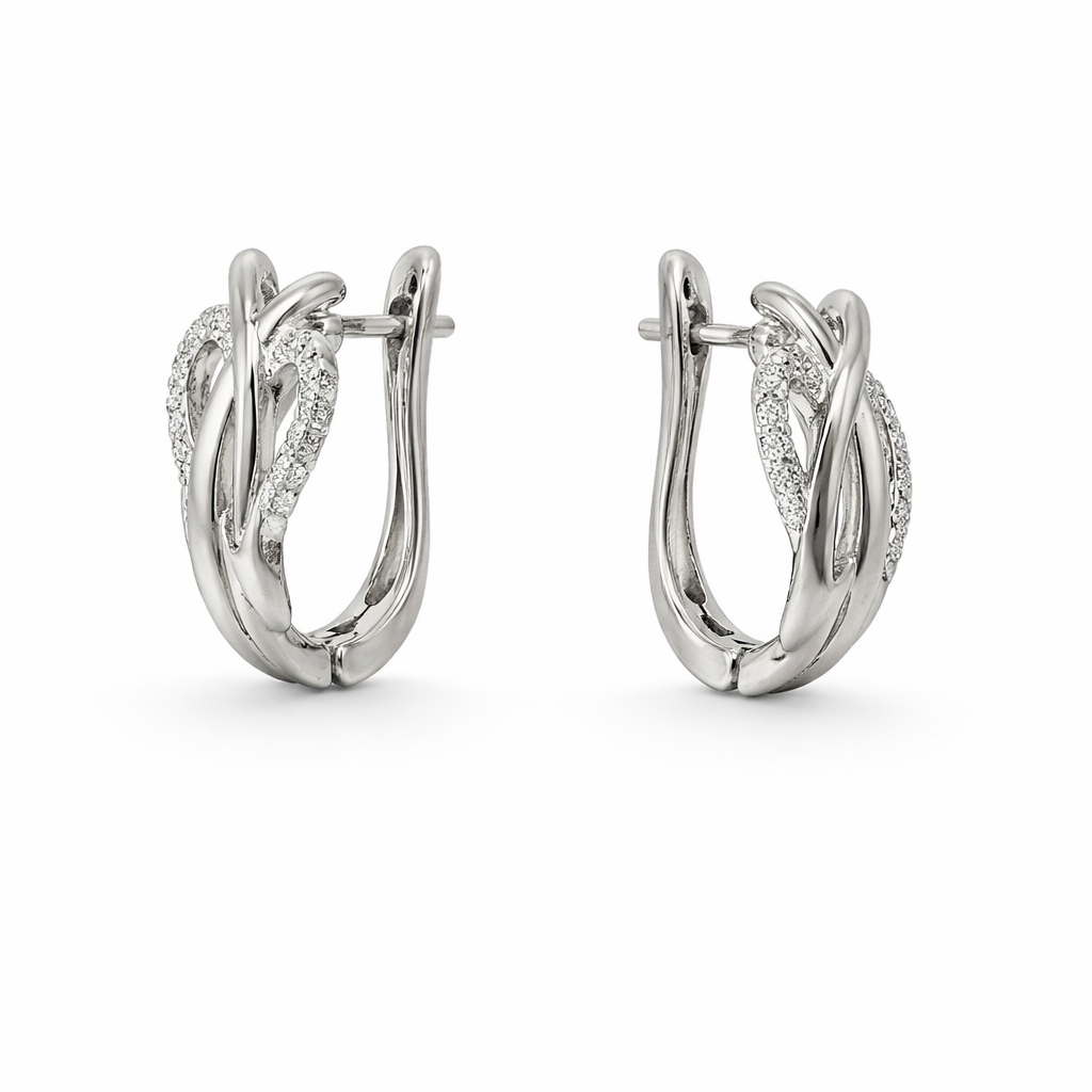 Sterling Silver CZ Cut-Out Butterfly Huggie Earrings