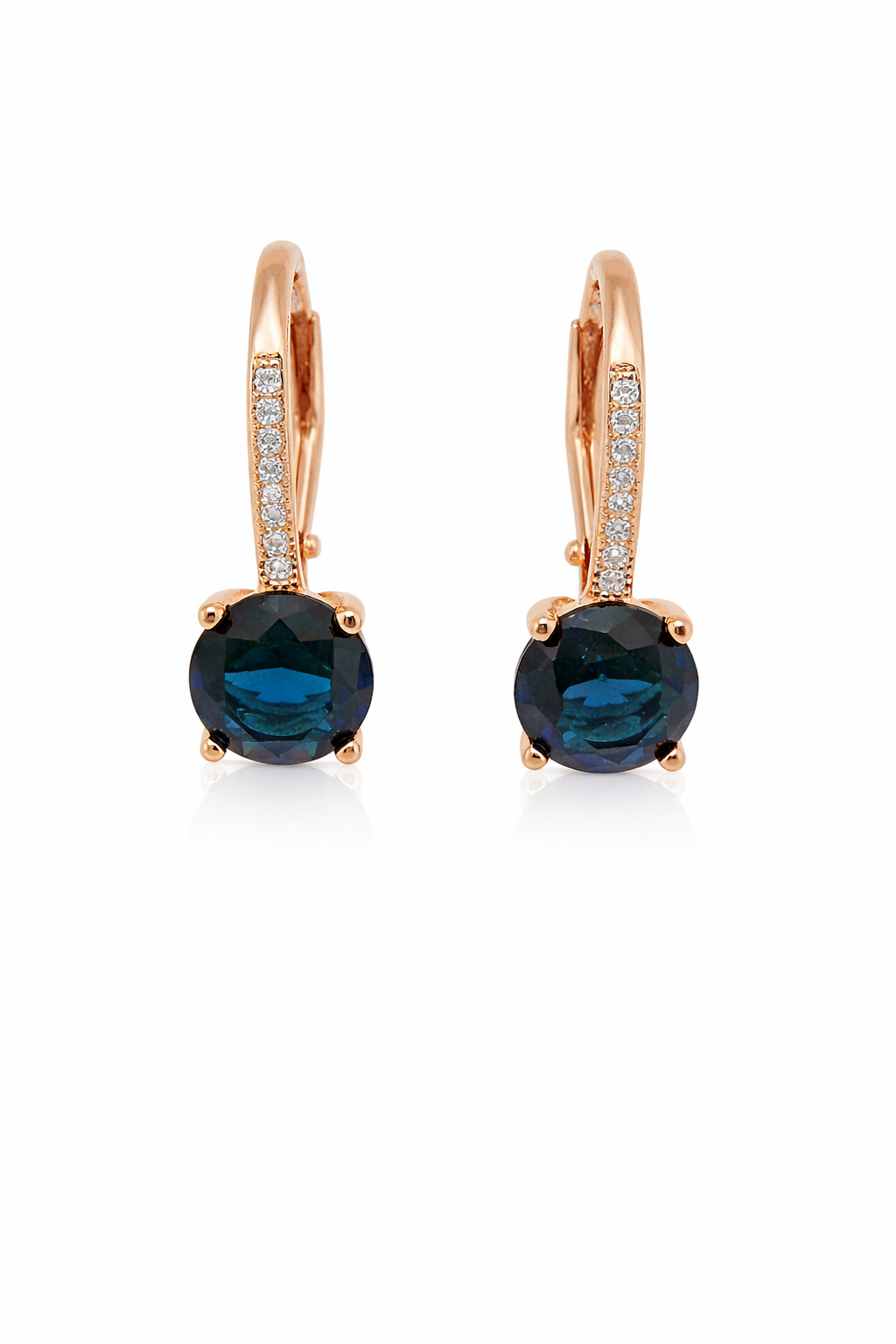 Sterling Silver Sapphire Lever Back Earrings