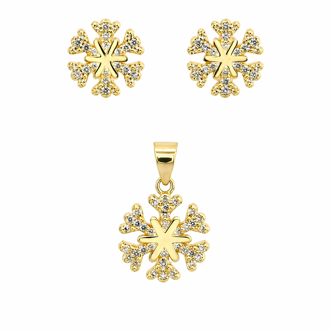 Snowflake CZ Earring Pendant Set