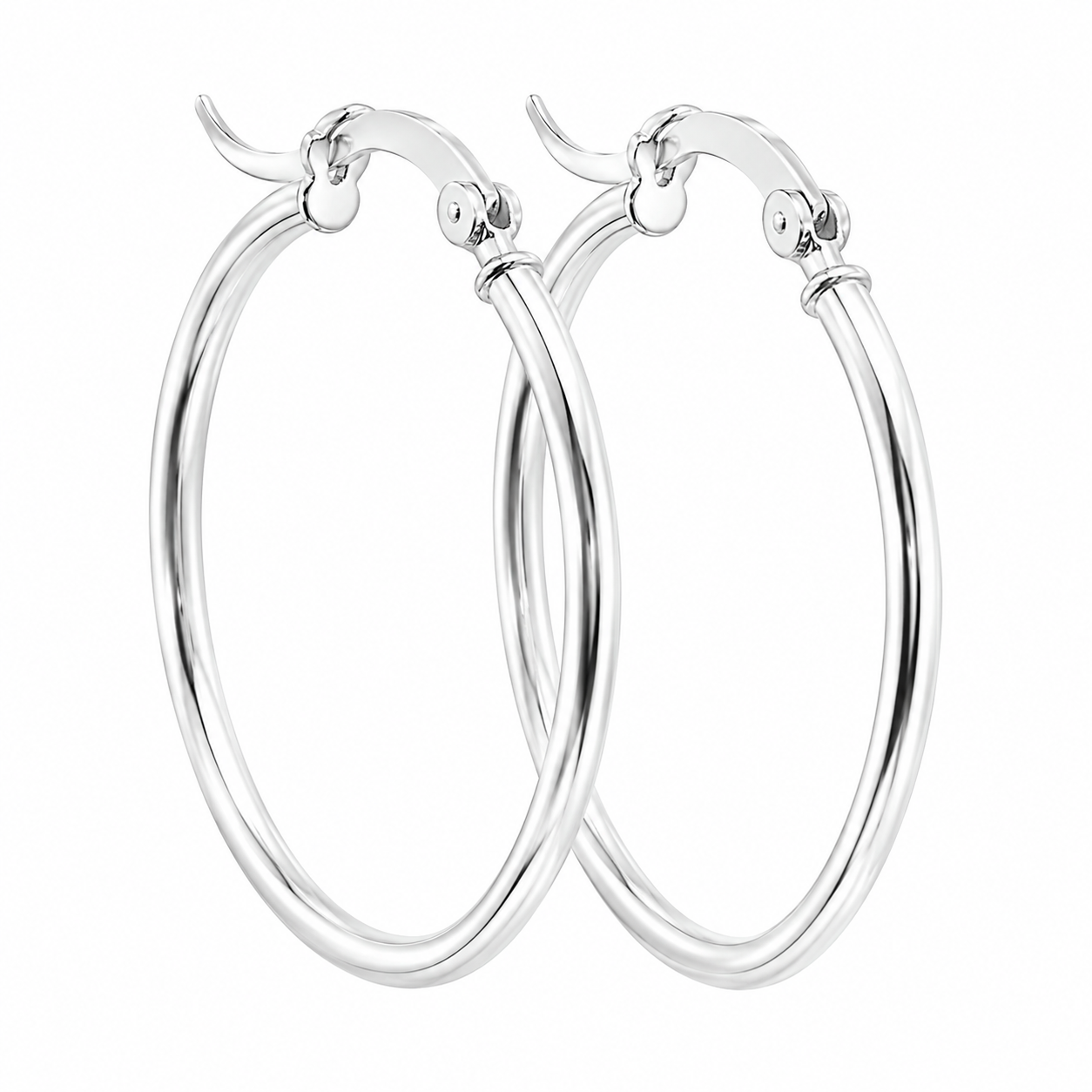 Sterling Silver 2MM Thick 50MM Wide Thin Snap-On Hoops