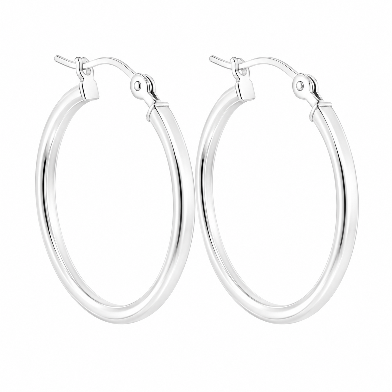 Sterling Silver 2MM Thick 27MM Wide Flat Snap-On Hoops