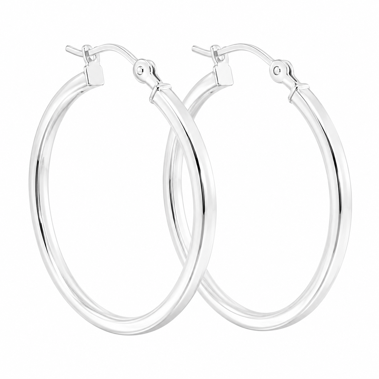 Sterling Silver 2MM Thick 27MM Wide Flat Snap-On Hoops