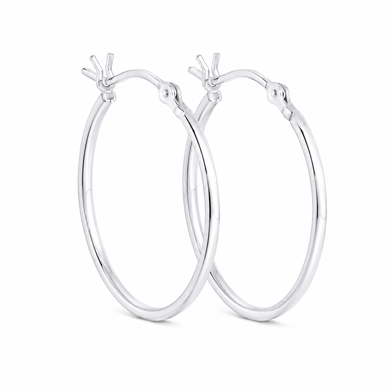 Sterling Silver 1.25MM Thick 25MM Wide, Thin Flat Snap-On Hoops