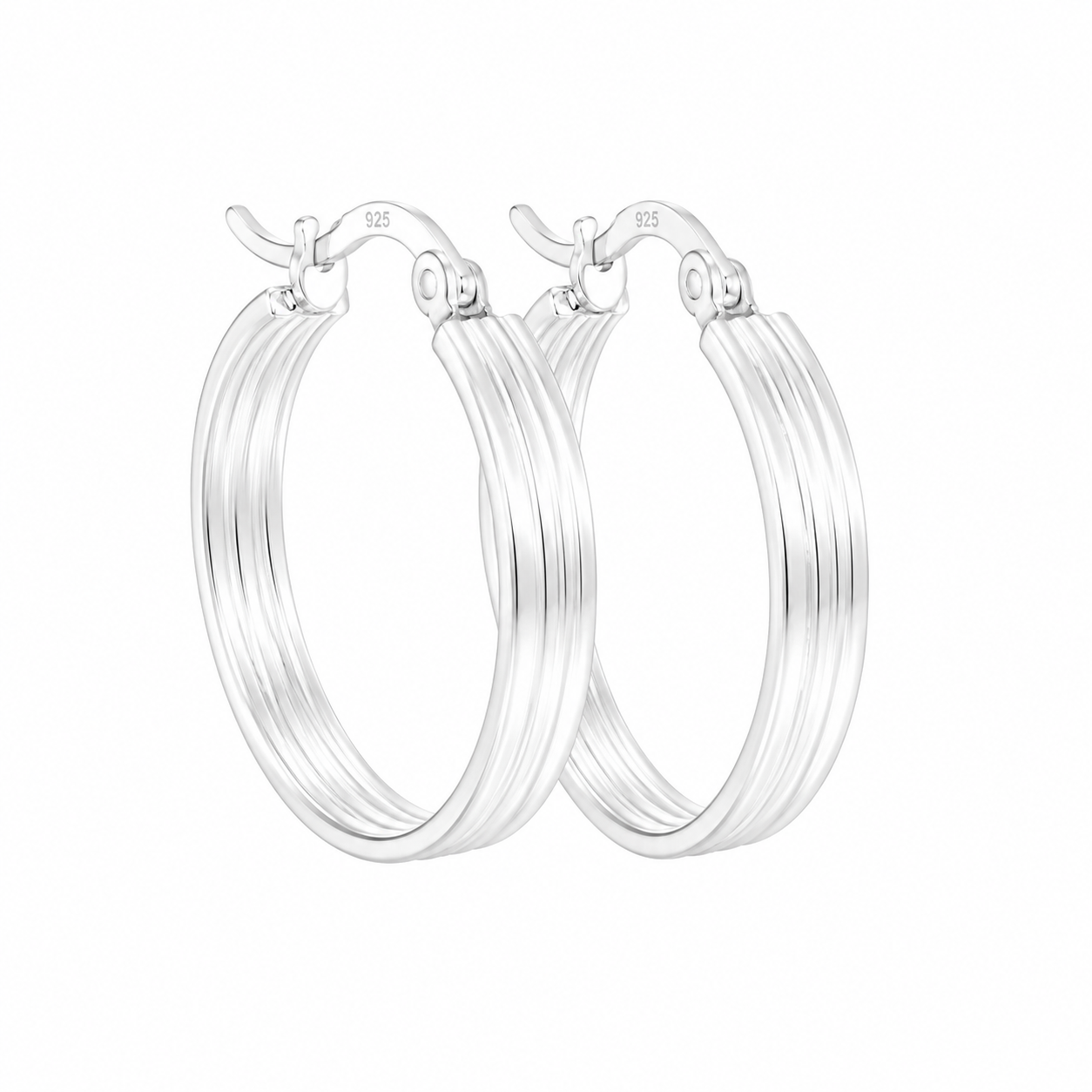 Sterling Silver 1MMx3MM Thick - 20MM Wide Flat Thin Snap-On Hoops