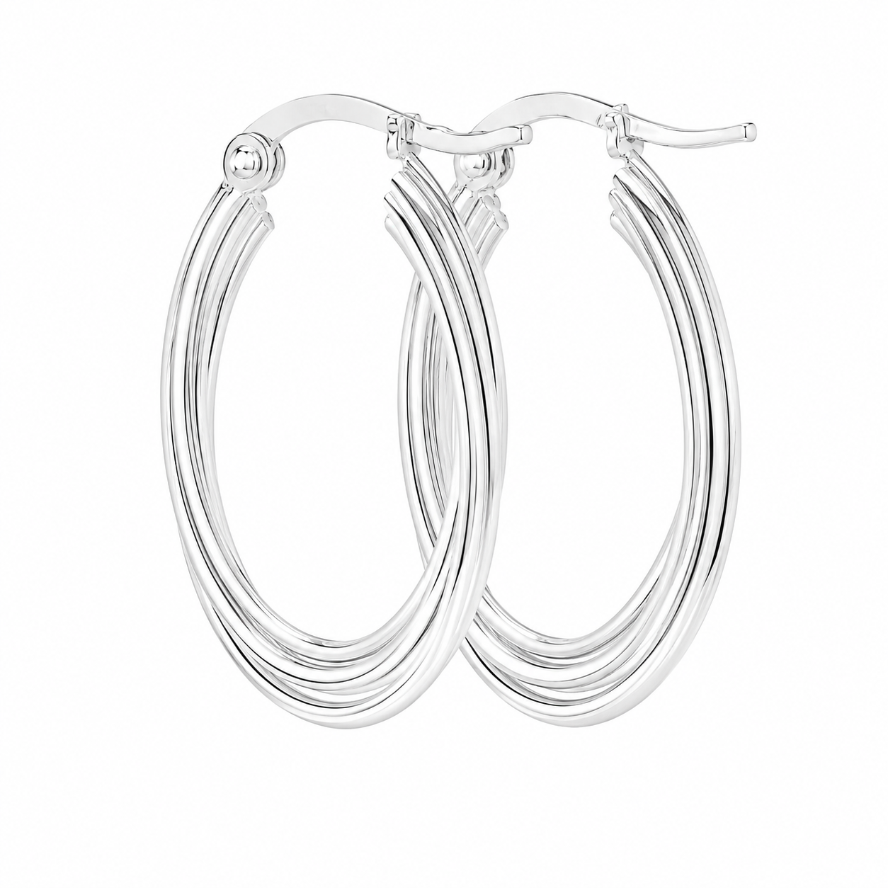 Sterling Silver 4 Ring Twisted Oval Hoops