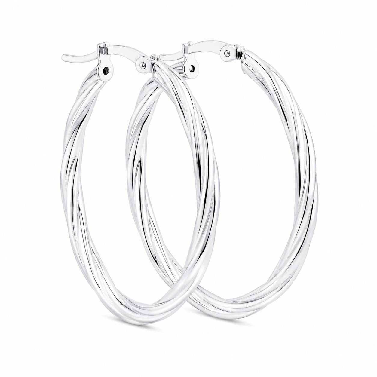 Sterling Silver Twisted Oval Hoops