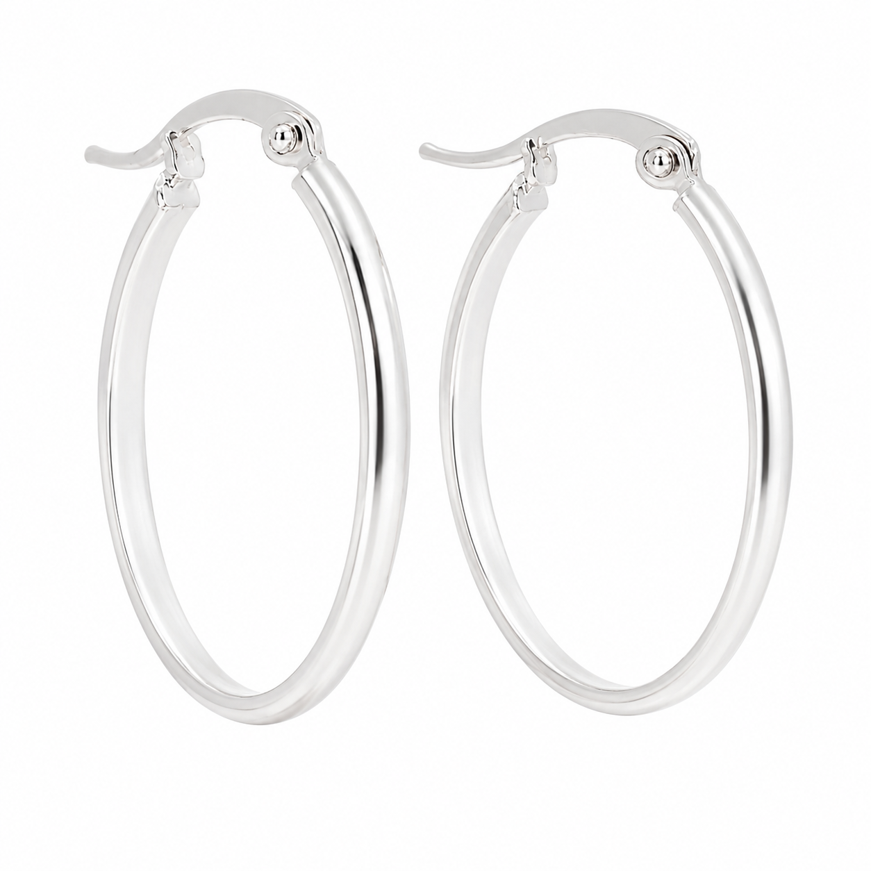 Sterling Silver 3MM Thick Medium Oval Hoops