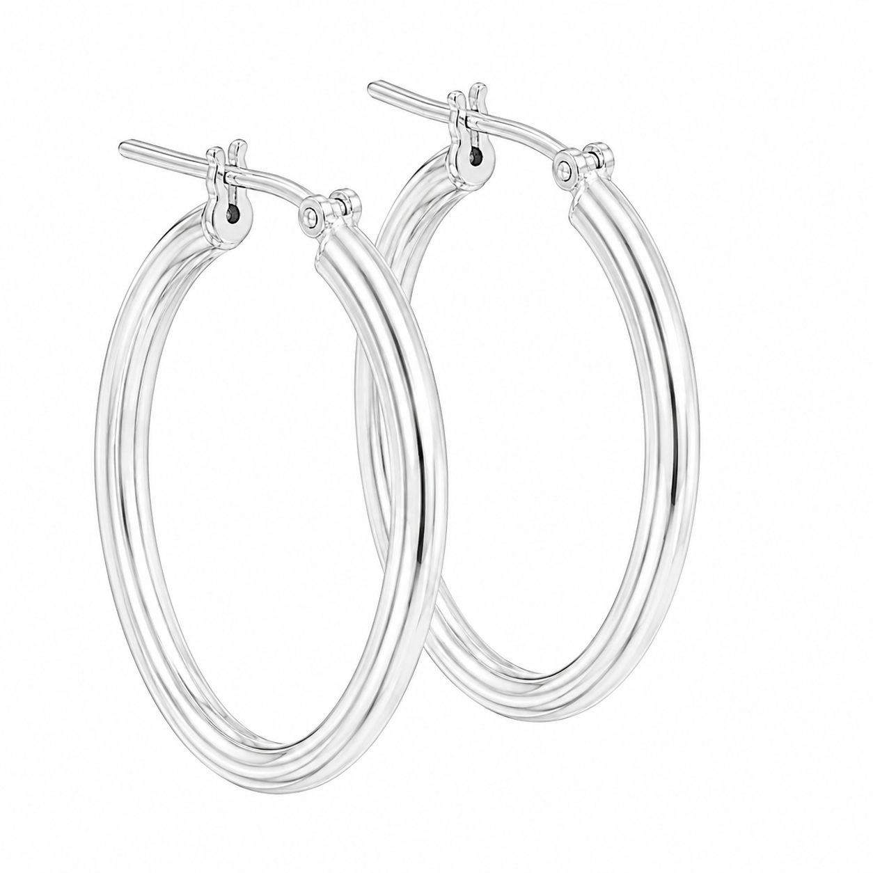 Sterling Silver Lined Long Oval Hoops
