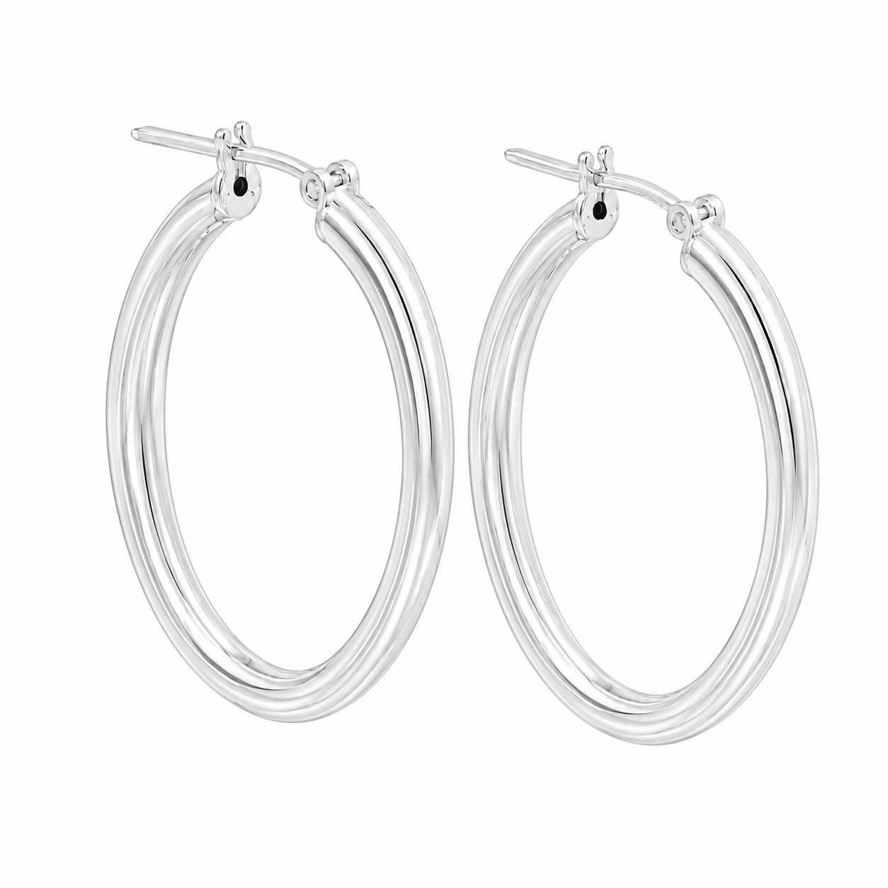 Sterling Silver Lined Long Oval Hoops