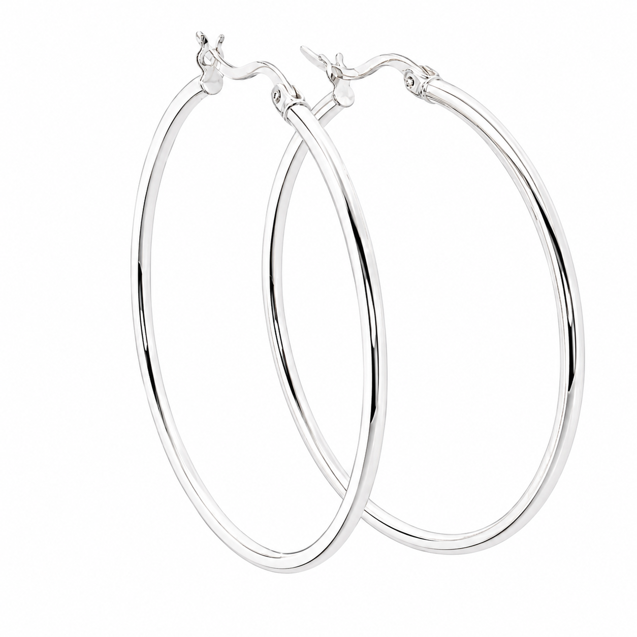 Sterling Silver Diamond Cut Thin Round Hoops