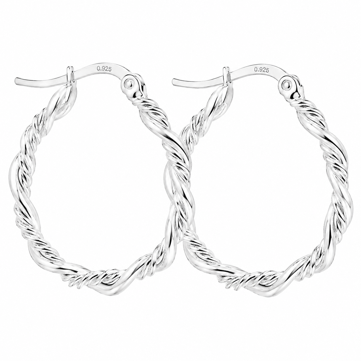Sterling Silver Twisted Round Hoops
