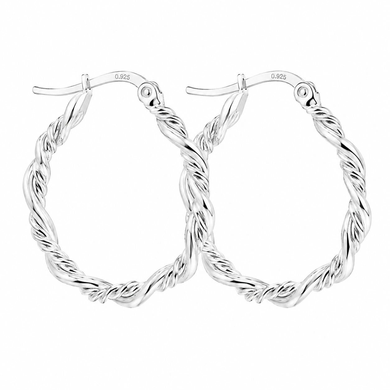 Sterling Silver Twisted Round Hoops