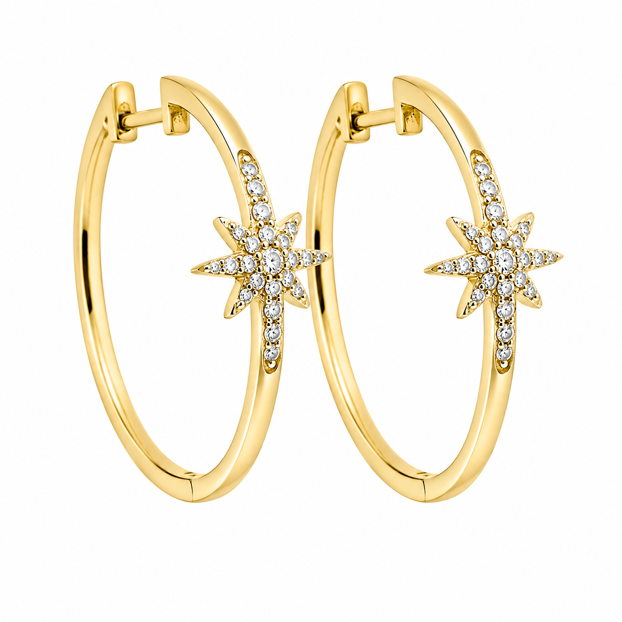 Sterling Silver Enchanted Star CZ Hoops