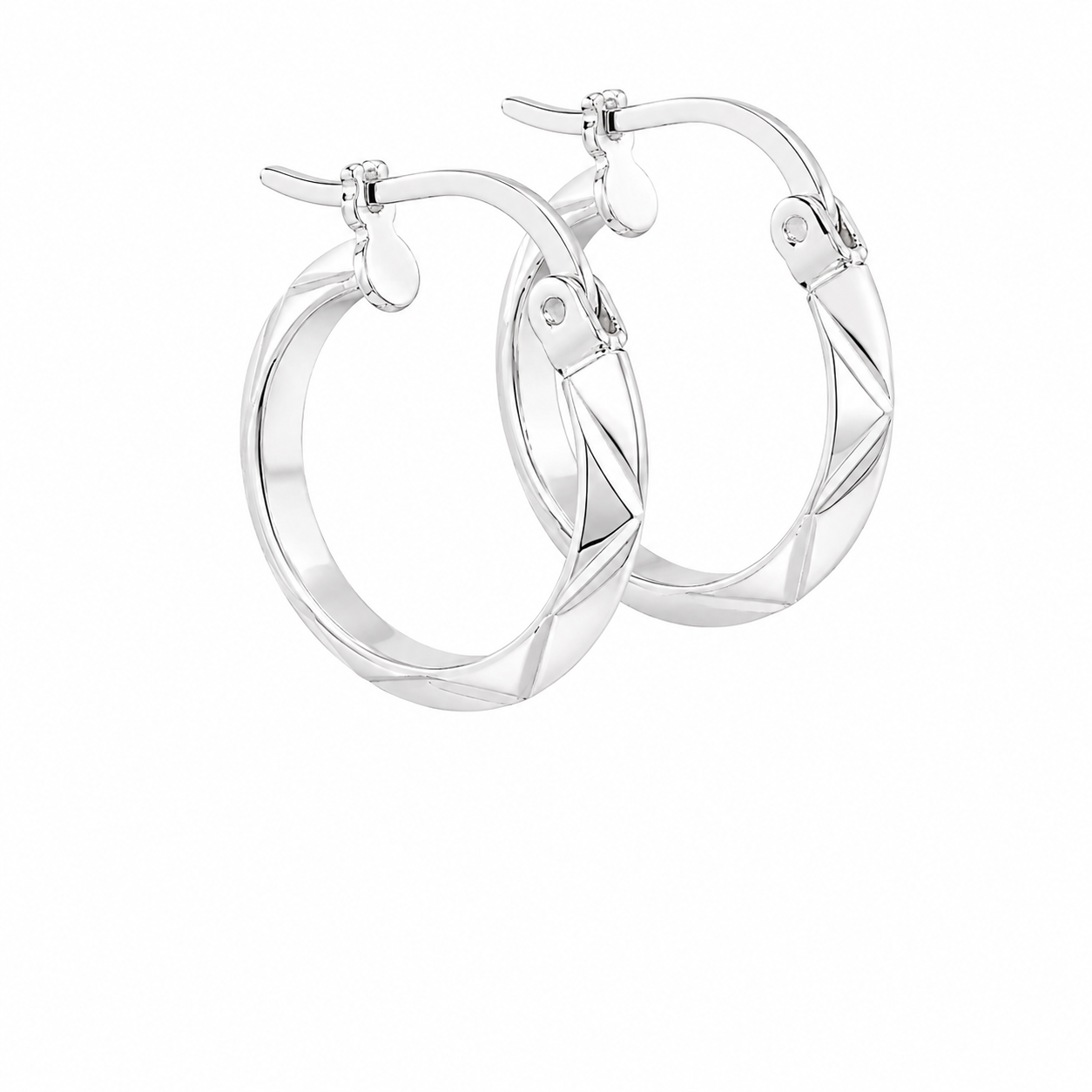 Sterling Silver Zig Zag Cut Design Small Hoops