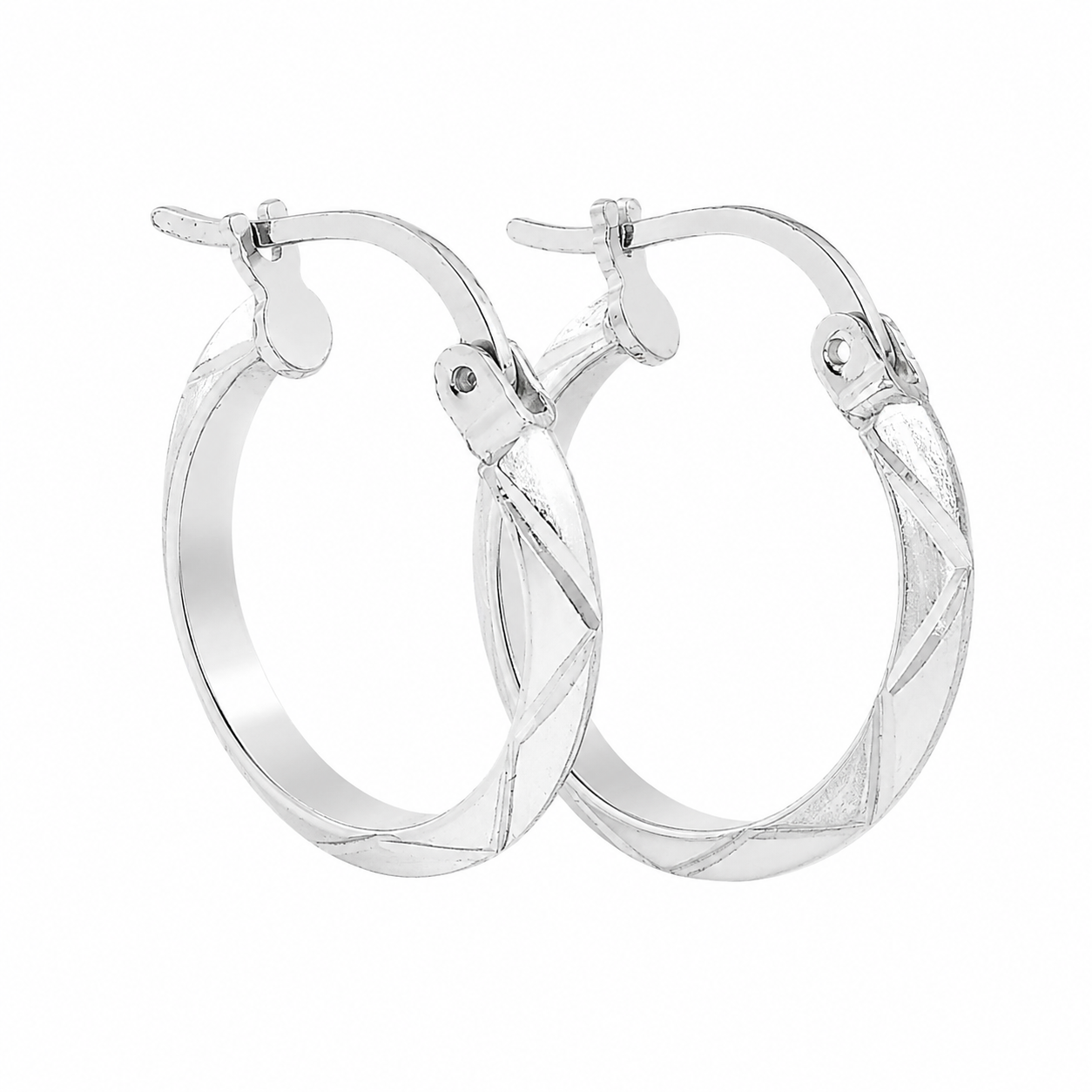 Sterling Silver Zig Zag Cut Design Small Hoops