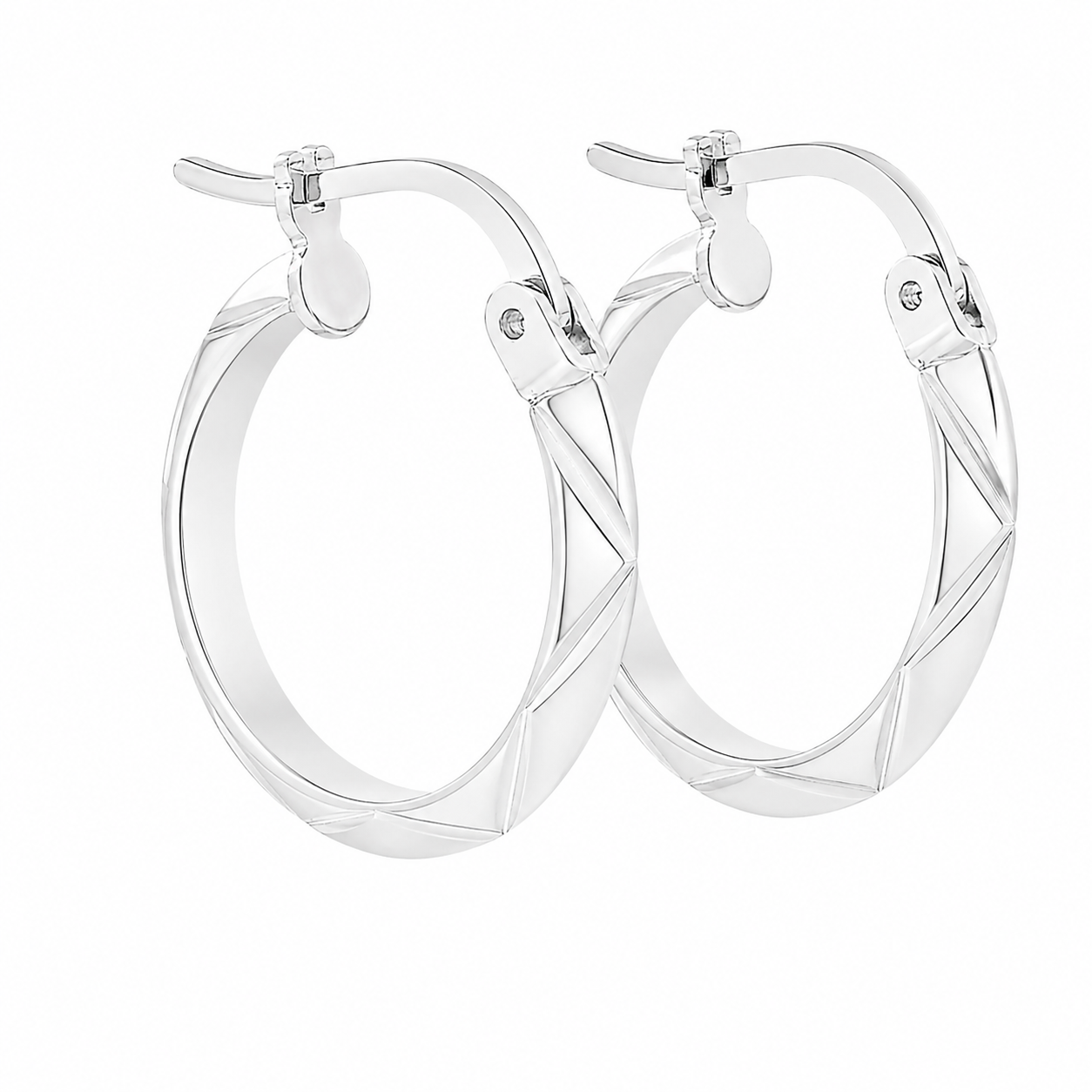 Sterling Silver Zig Zag Cut Design Small Hoops