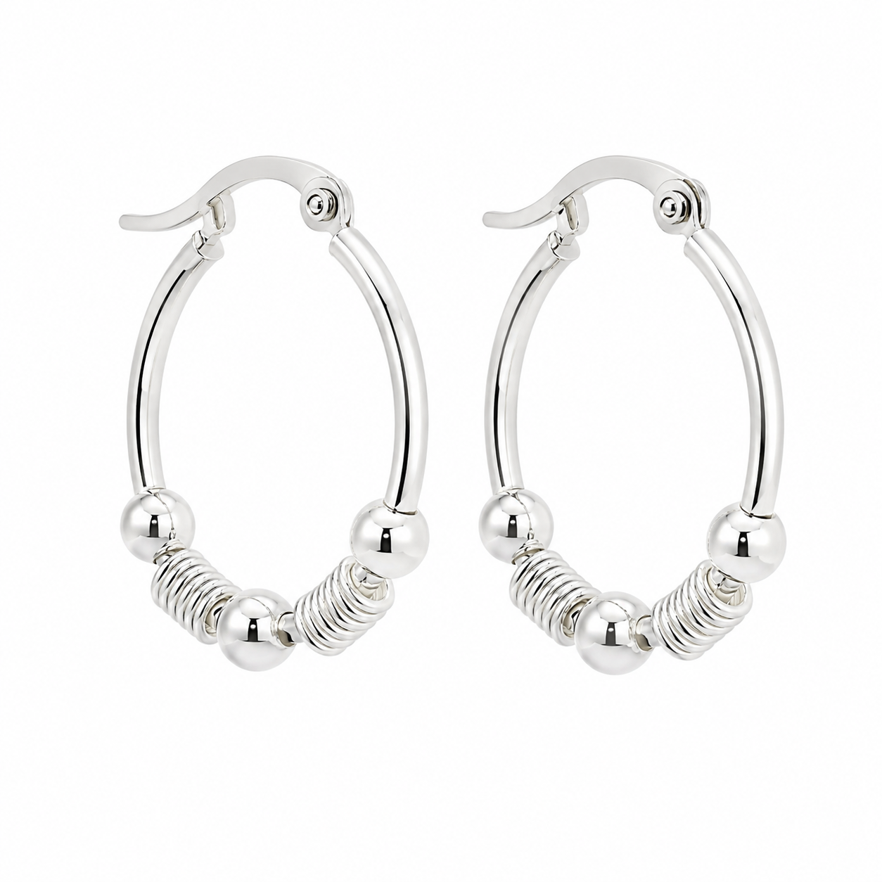 Sterling Silver Bali Beads Small Round Hoops