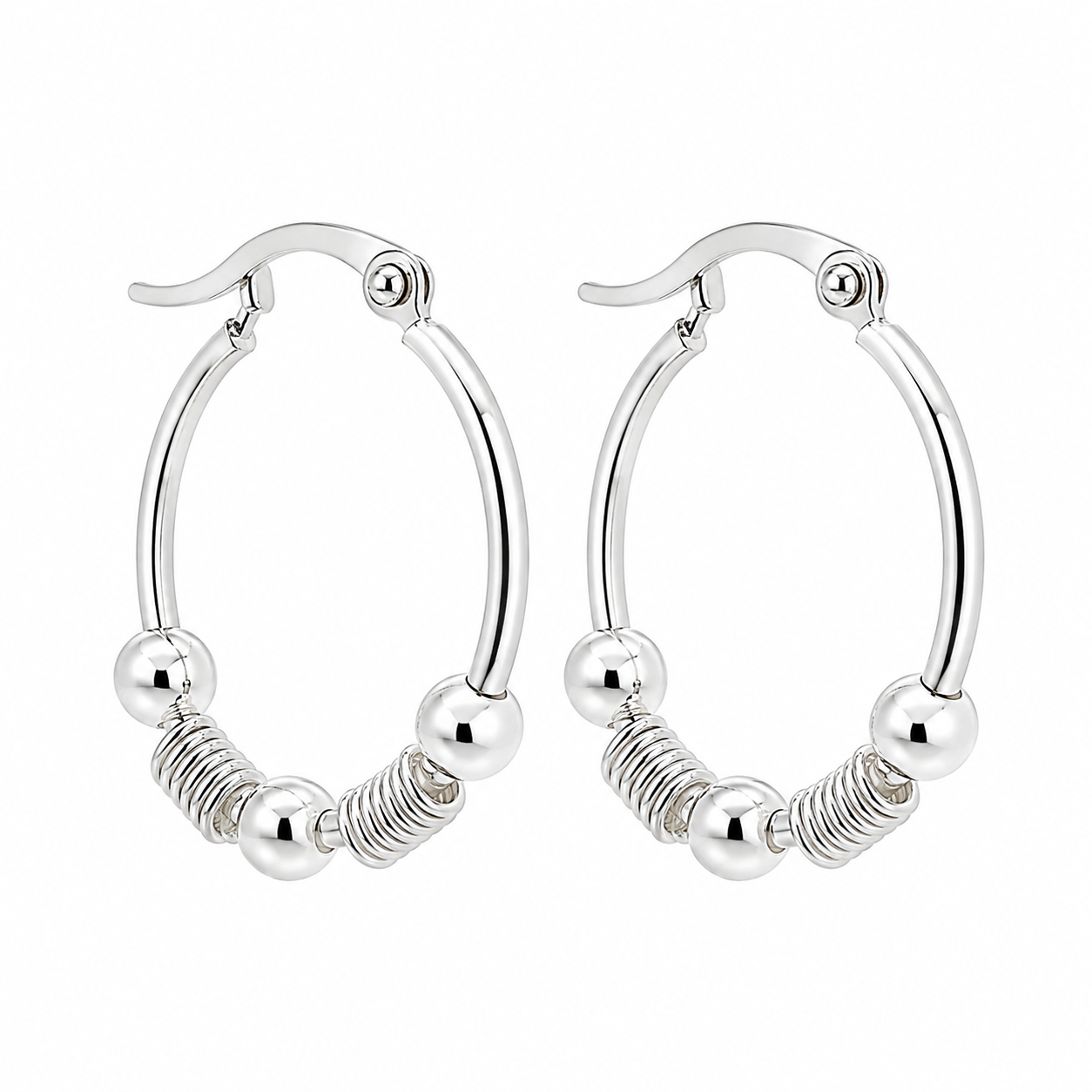 Sterling Silver Bali Beads Small Round Hoops