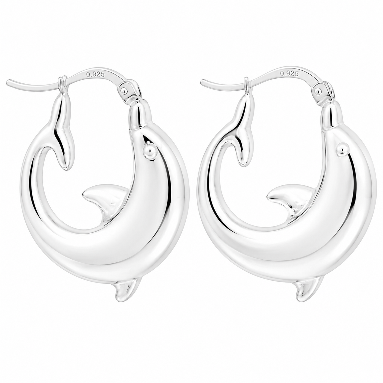 Sterling Silver Dolphin Hoops