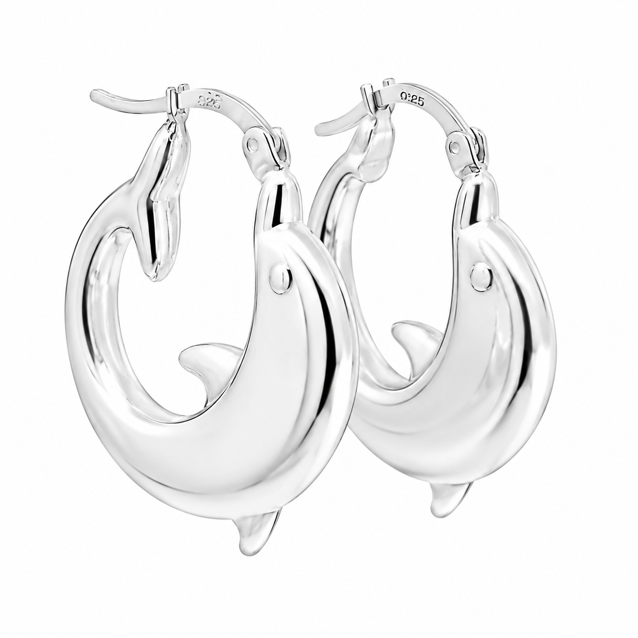 Sterling Silver Dolphin Hoops