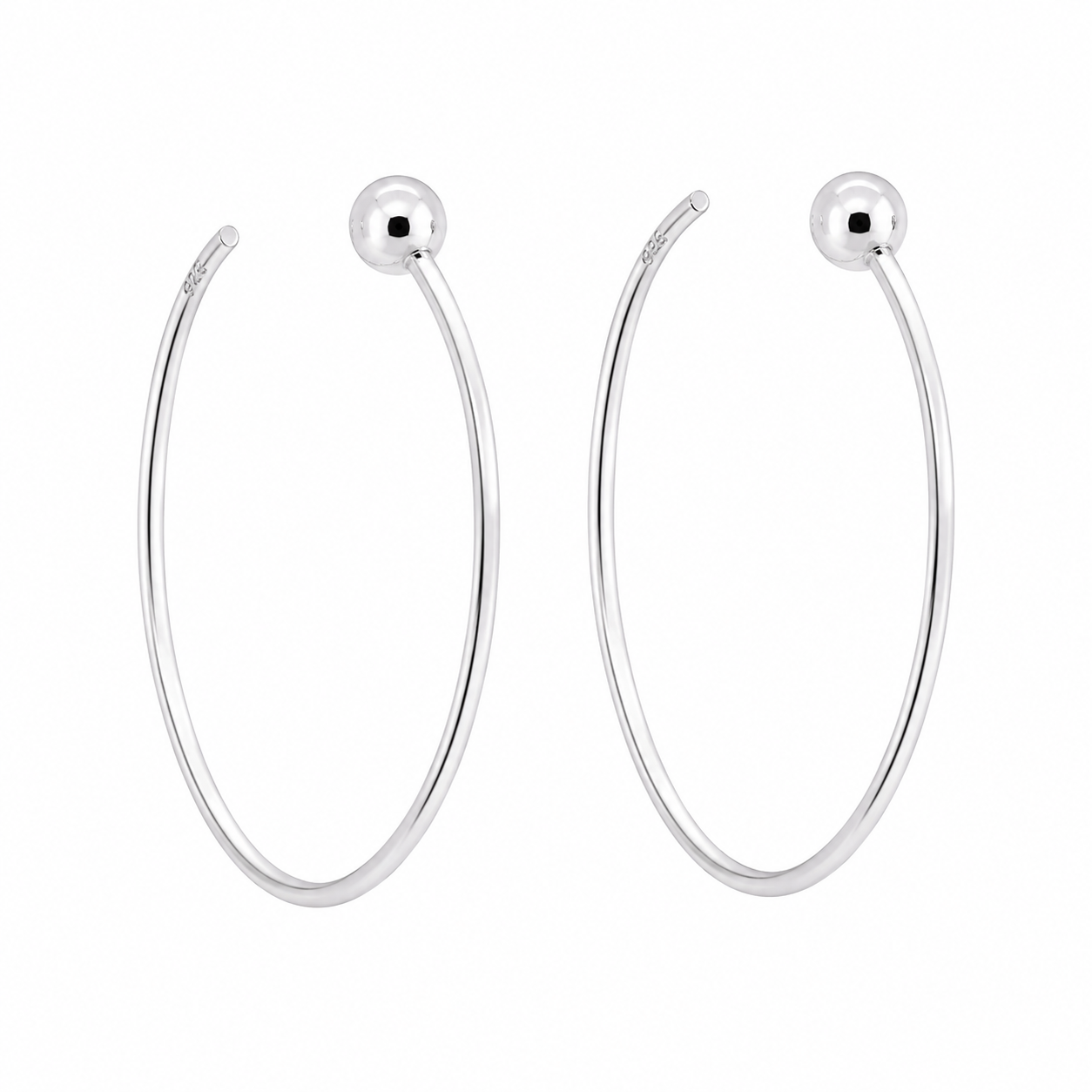 Sterling Silver Ball Slide In Hoops