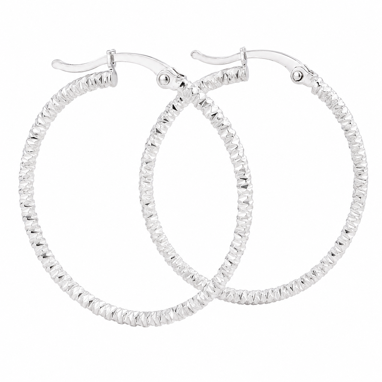 Sterling Silver Diamond Cut Hoops
