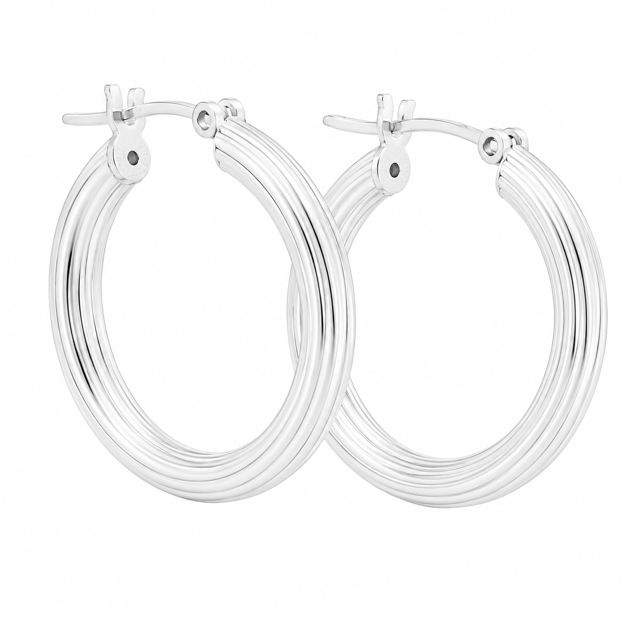 Sterling Silver Lined Round Hoops