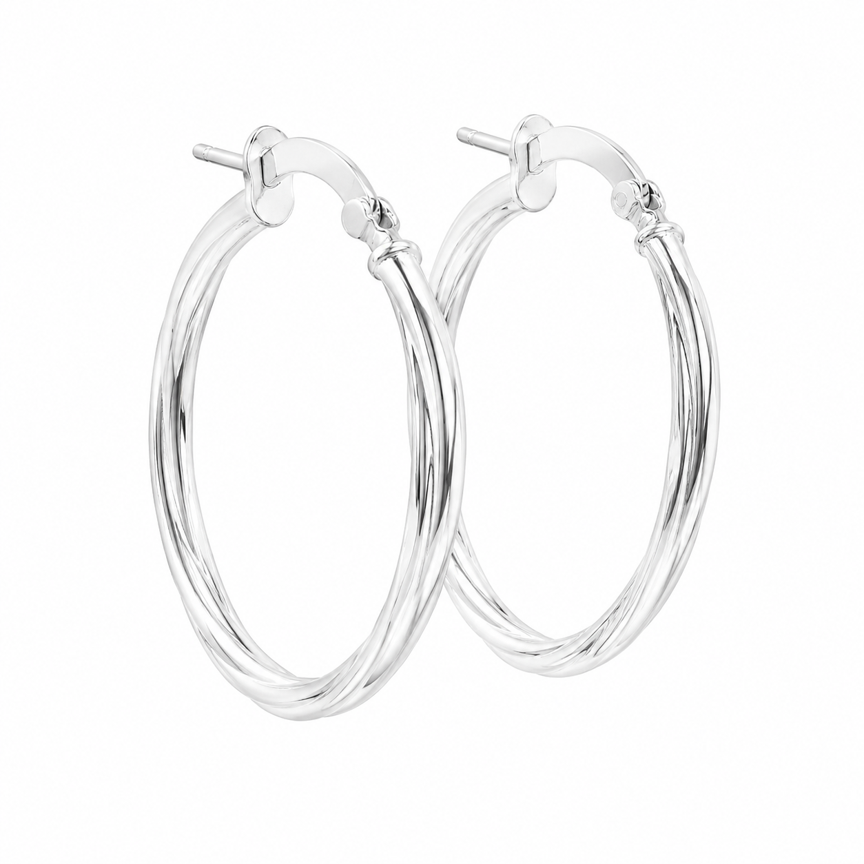 Sterling Silver Diamond Cut Twisted Oval Hoops