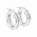 Sterling Silver Rhodium Double Hoop Earrings