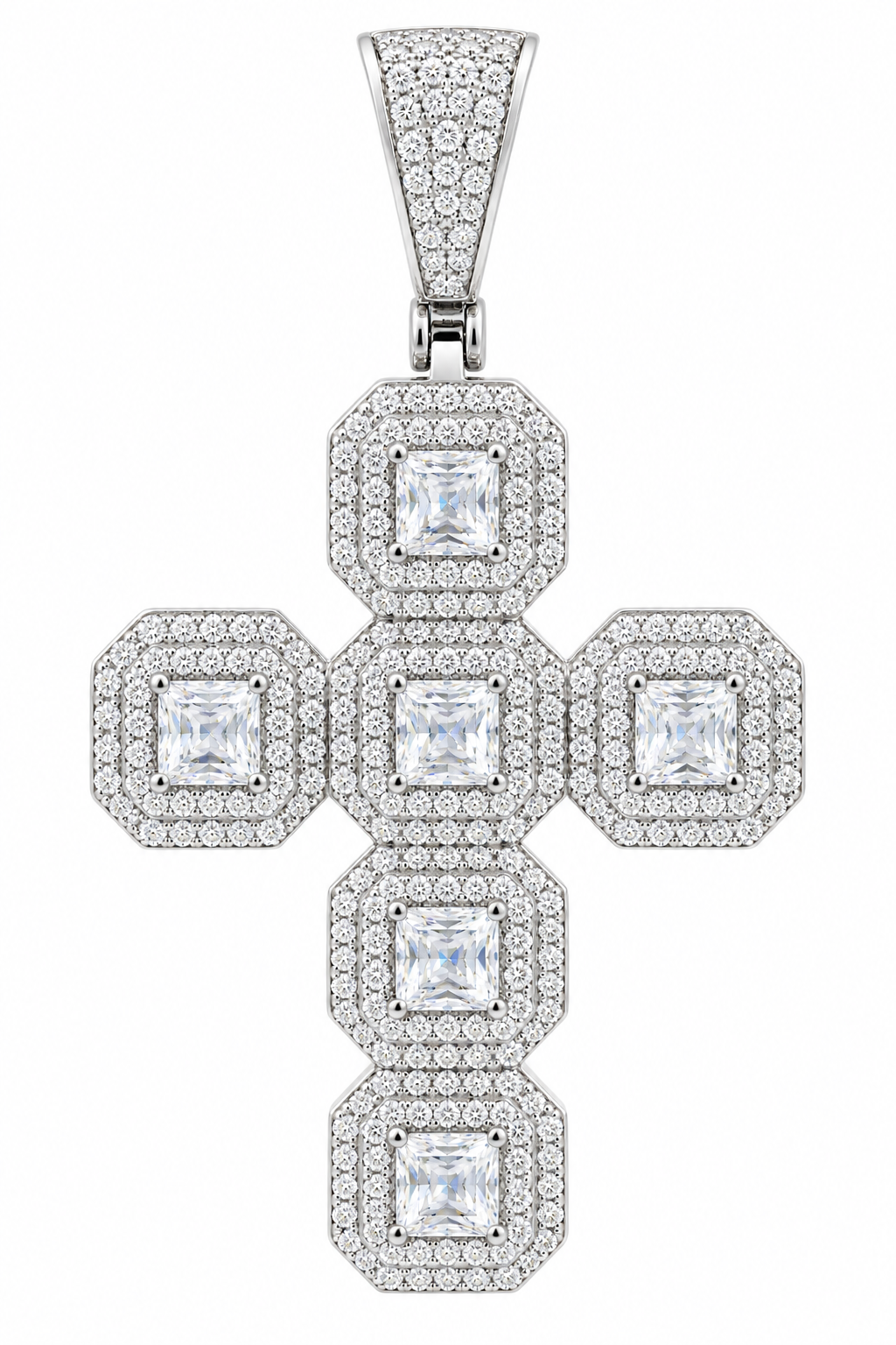 Men's Sterling Silver CZ Cross Pendant