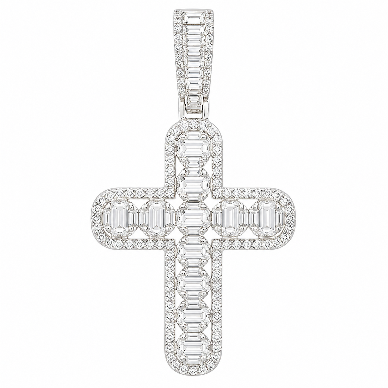 Men's Sterling Silver CZ Cross Pendant