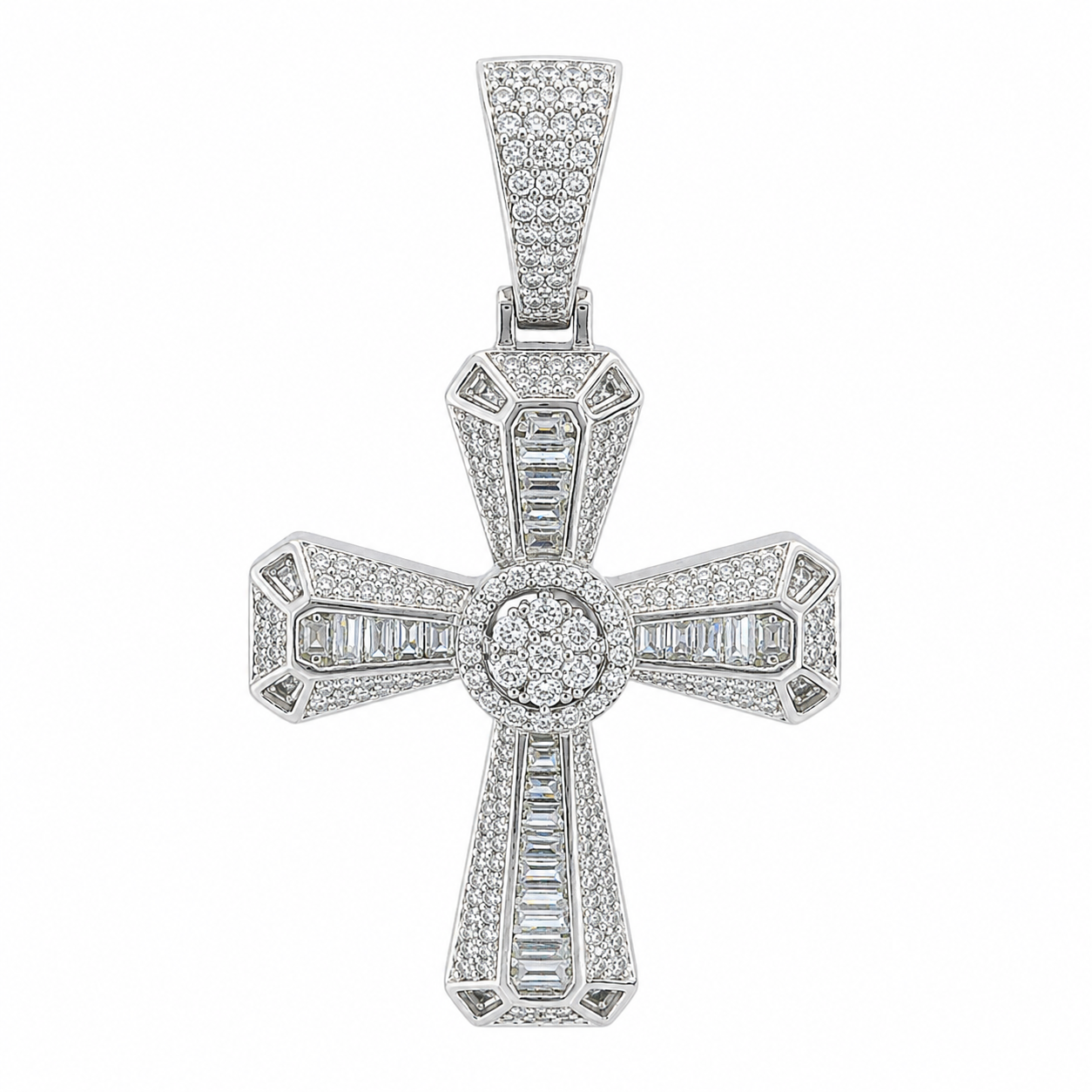 Men's Sterling Silver CZ Cross Pendant
