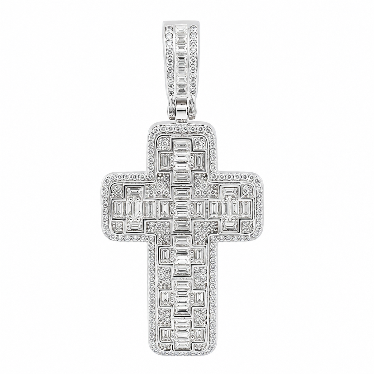 Men's Sterling Silver CZ Cross Pendant