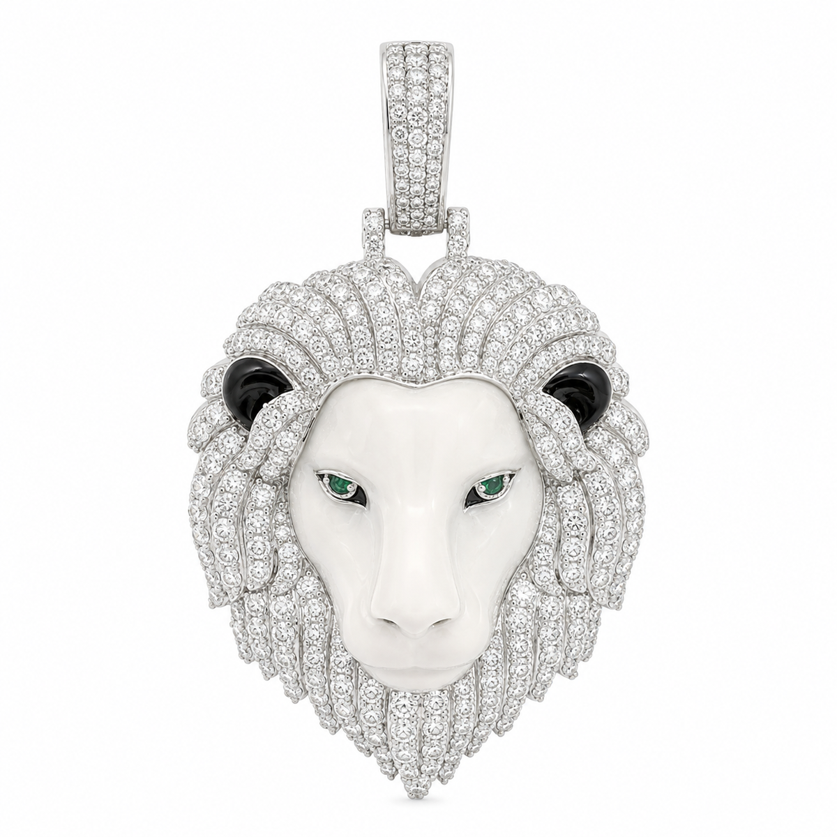 Men's Sterling Silver CZ Lion Head Pendant