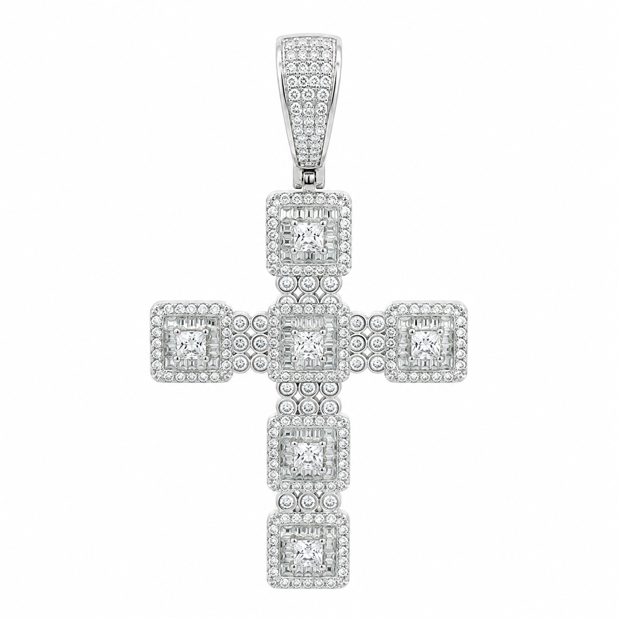 Men's Sterling Silver CZ Cross Pendant