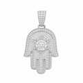 Men's Sterling Silver CZ Hamsa Hand Pendant