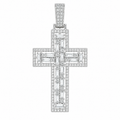 Men's Sterling Silver Baguette CZ Cross Pendant