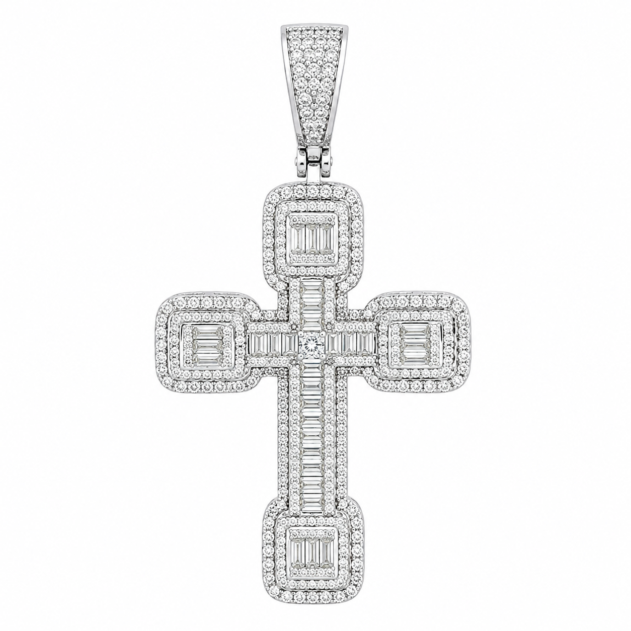 Men's Sterling Silver CZ Cross Pendant