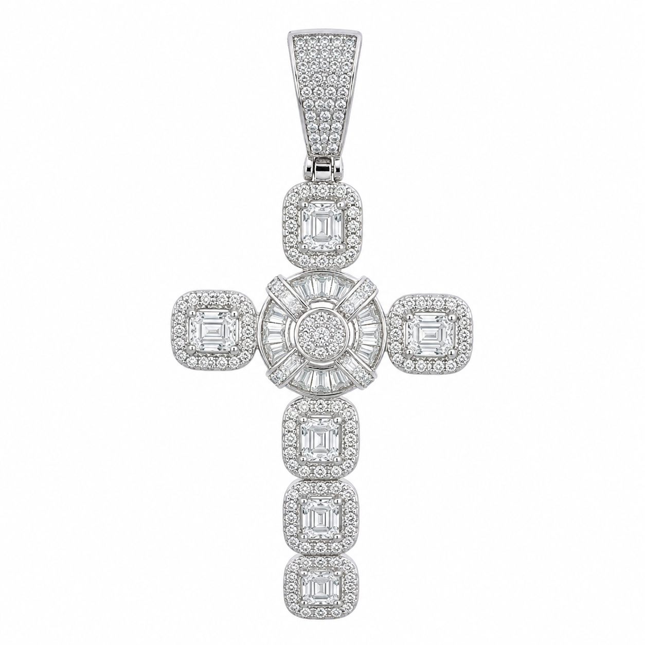 Men's Sterling Silver CZ Cross Pendant