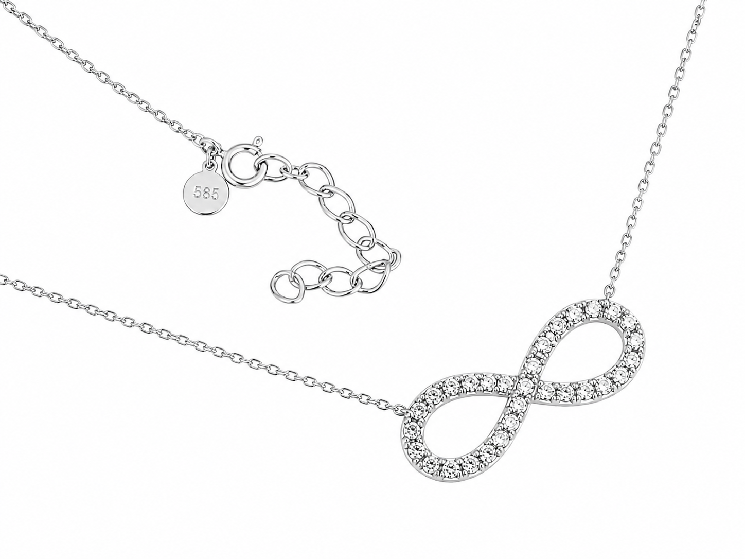 Sterling Silver CZ Infinity Necklace