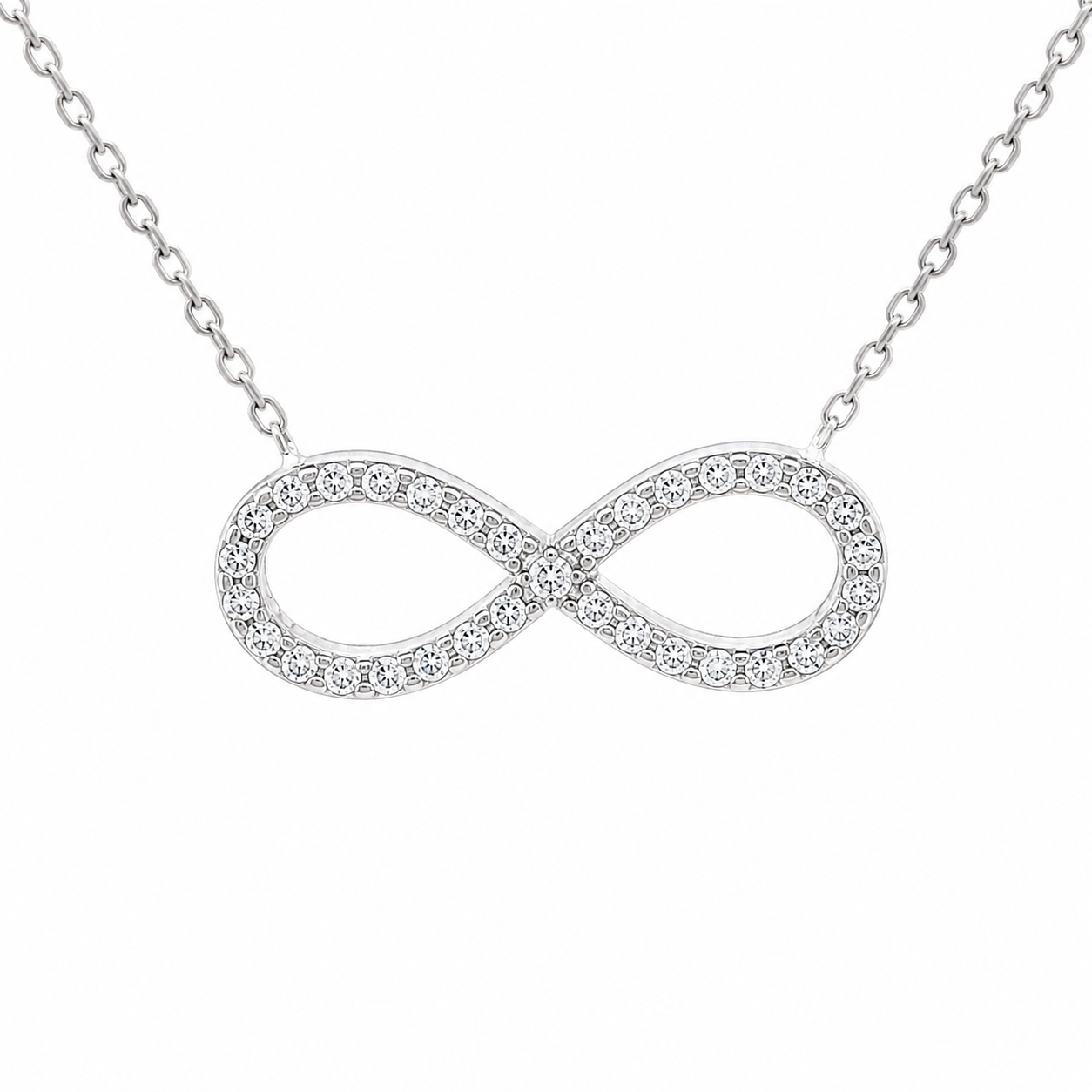 Sterling Silver CZ Infinity Necklace