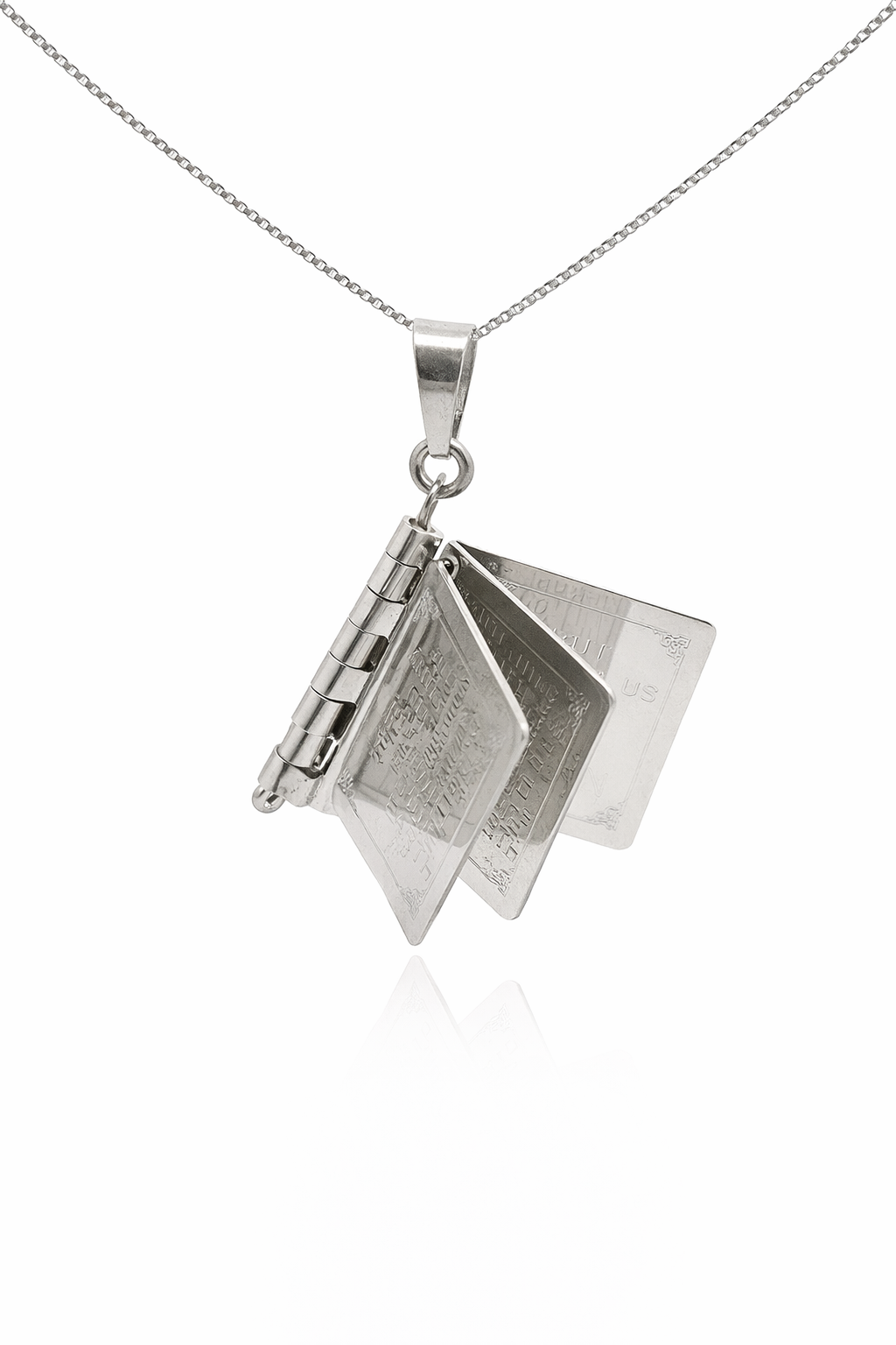 Sterling Silver Bible Book Necklace