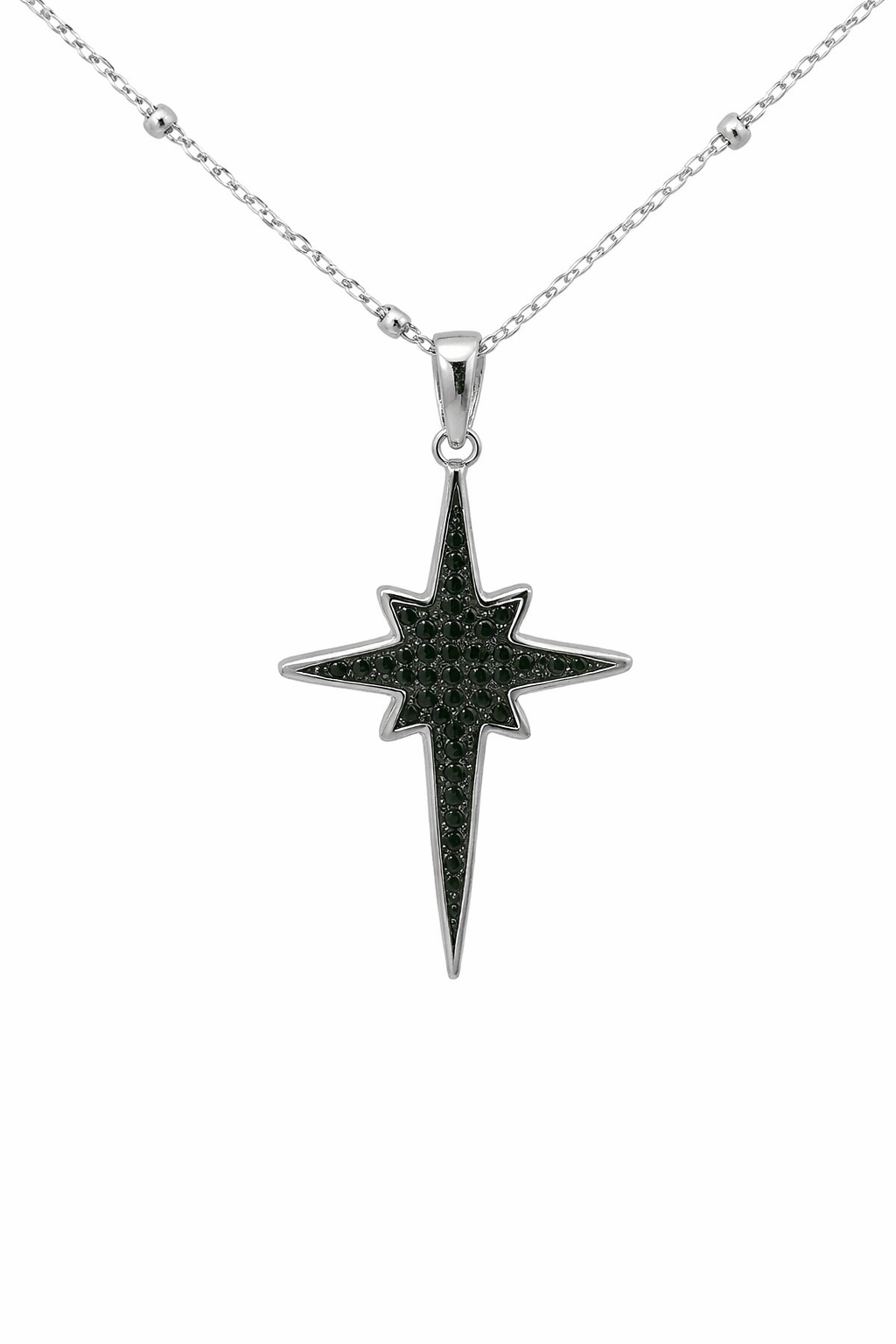 Sterling Silver Necklace Black Shining Star Necklace