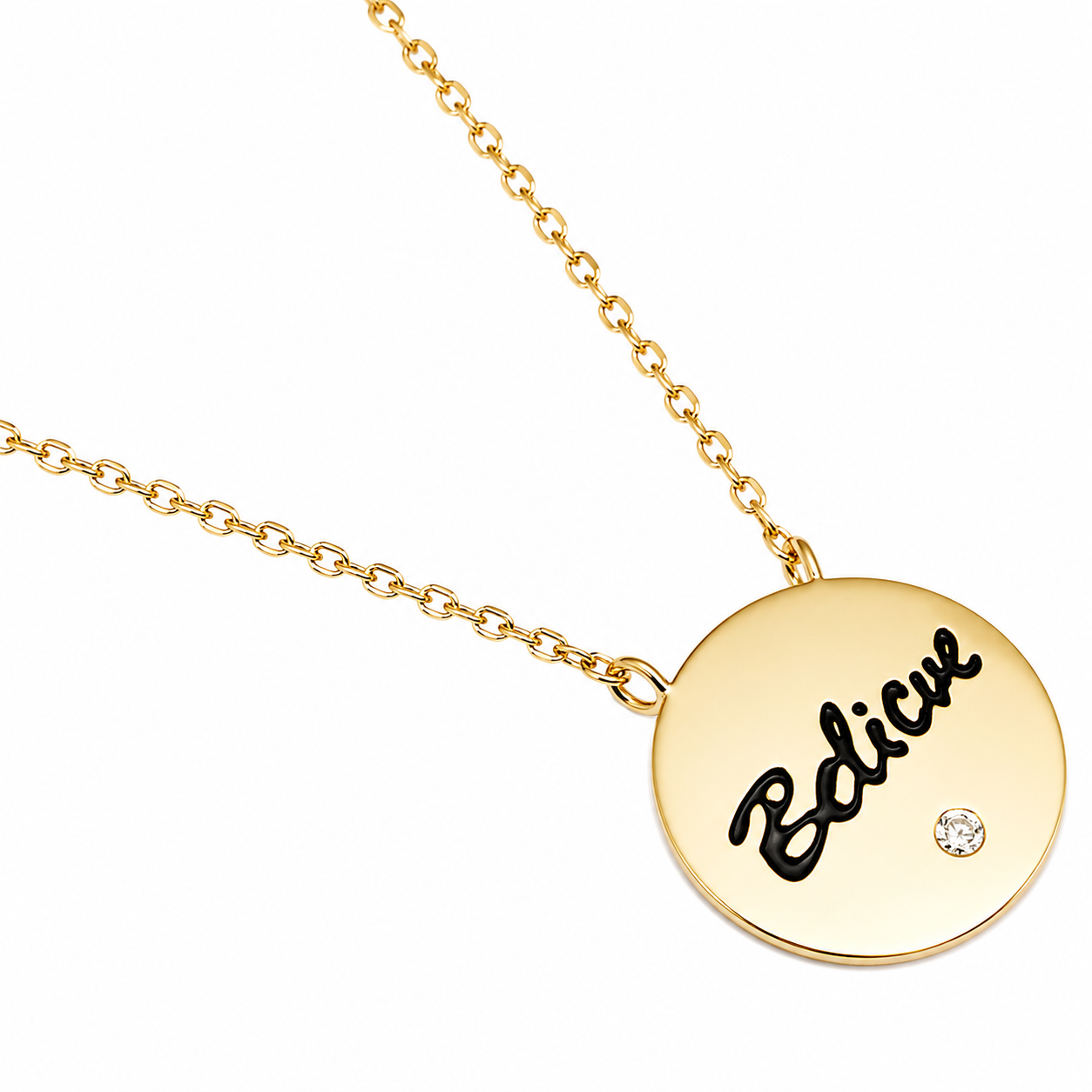 An Elegant Sterling Silver "Believe" Necklace With One Centered Cz Stone