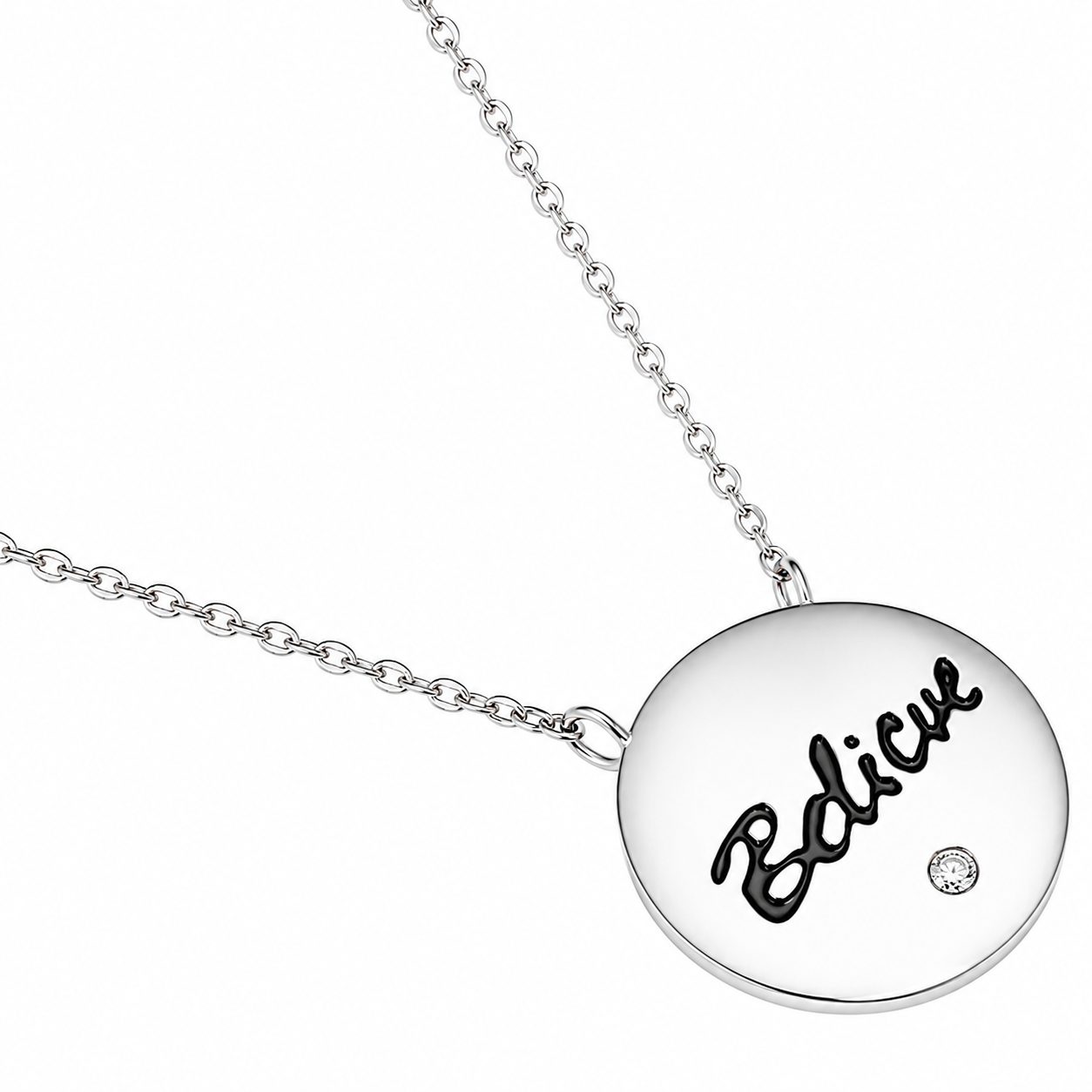 An Elegant Sterling Silver "Believe" Necklace With One Centered Cz Stone