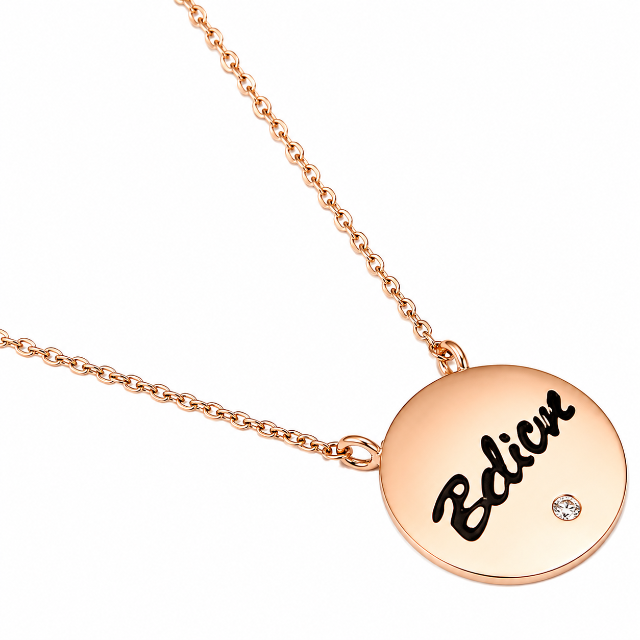 An Elegant Sterling Silver "Believe" Necklace With One Centered Cz Stone