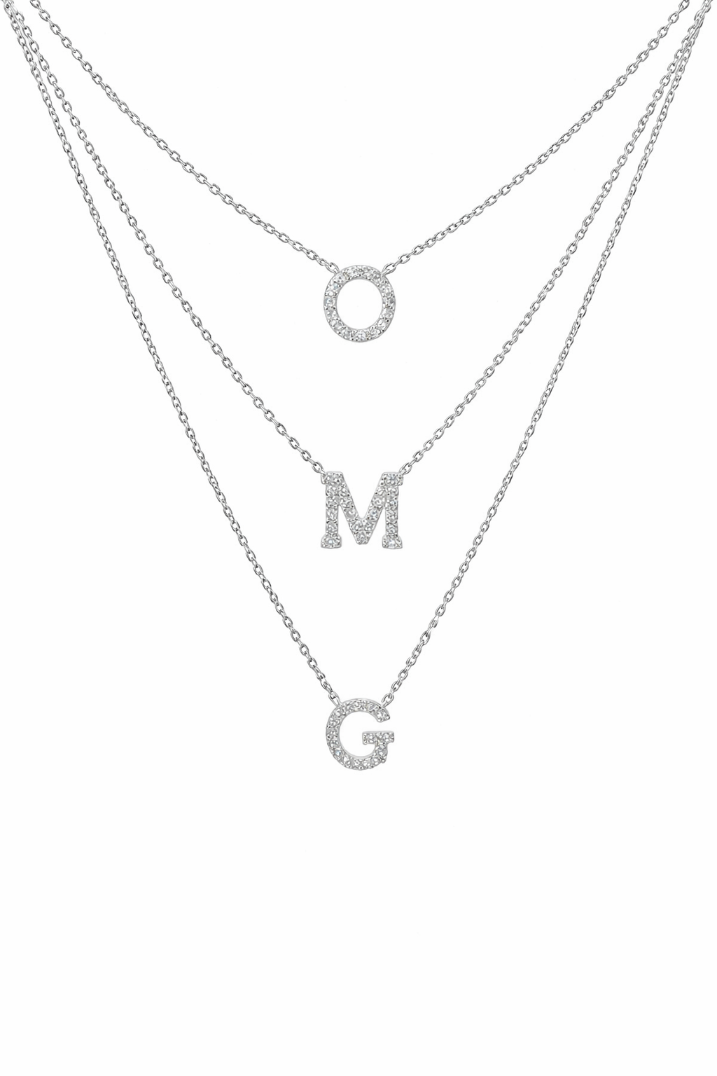 Sterling Silver Layered O M G Necklace