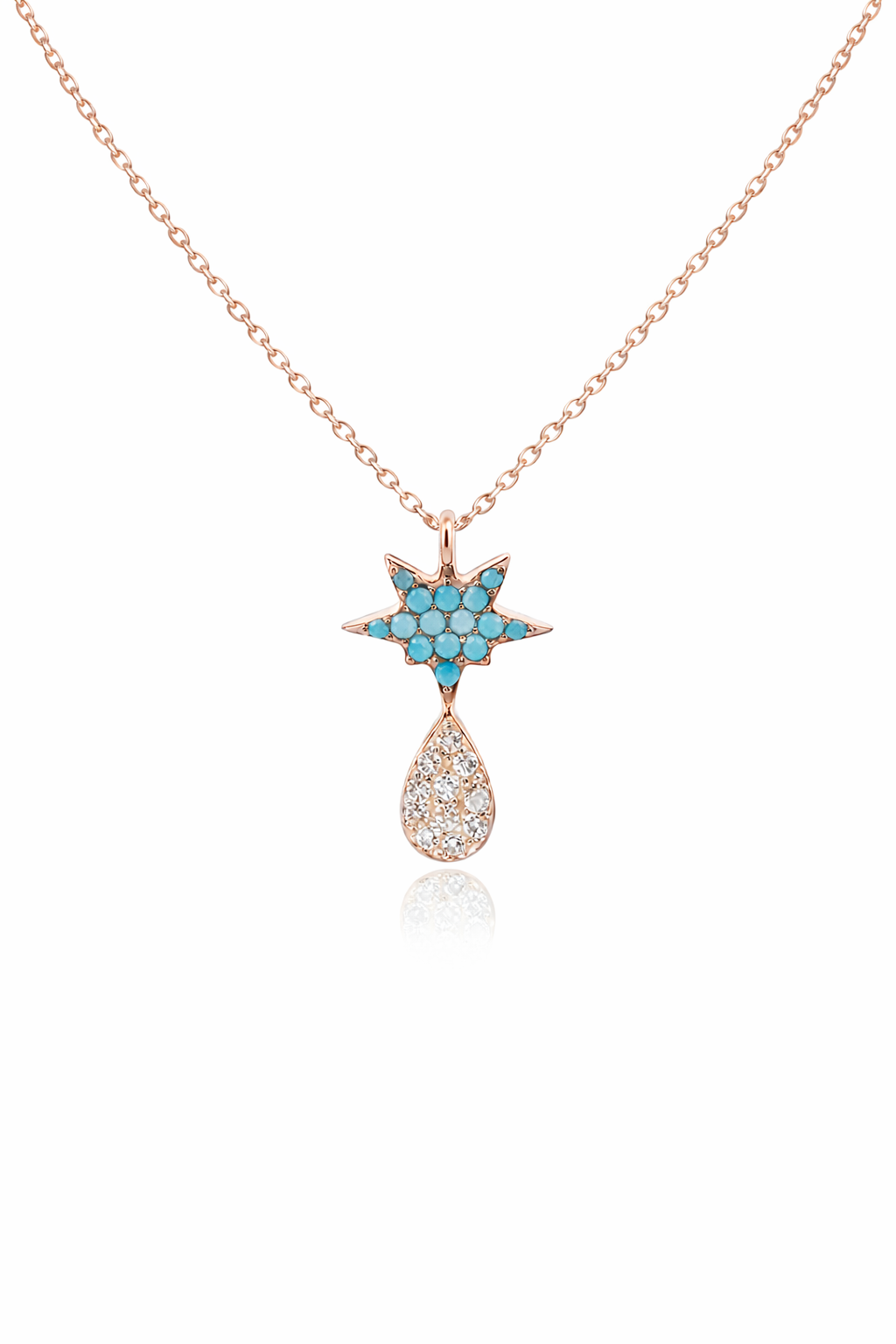 Sterling Silver Blue Star Tear Drop Necklace (3 Colors)