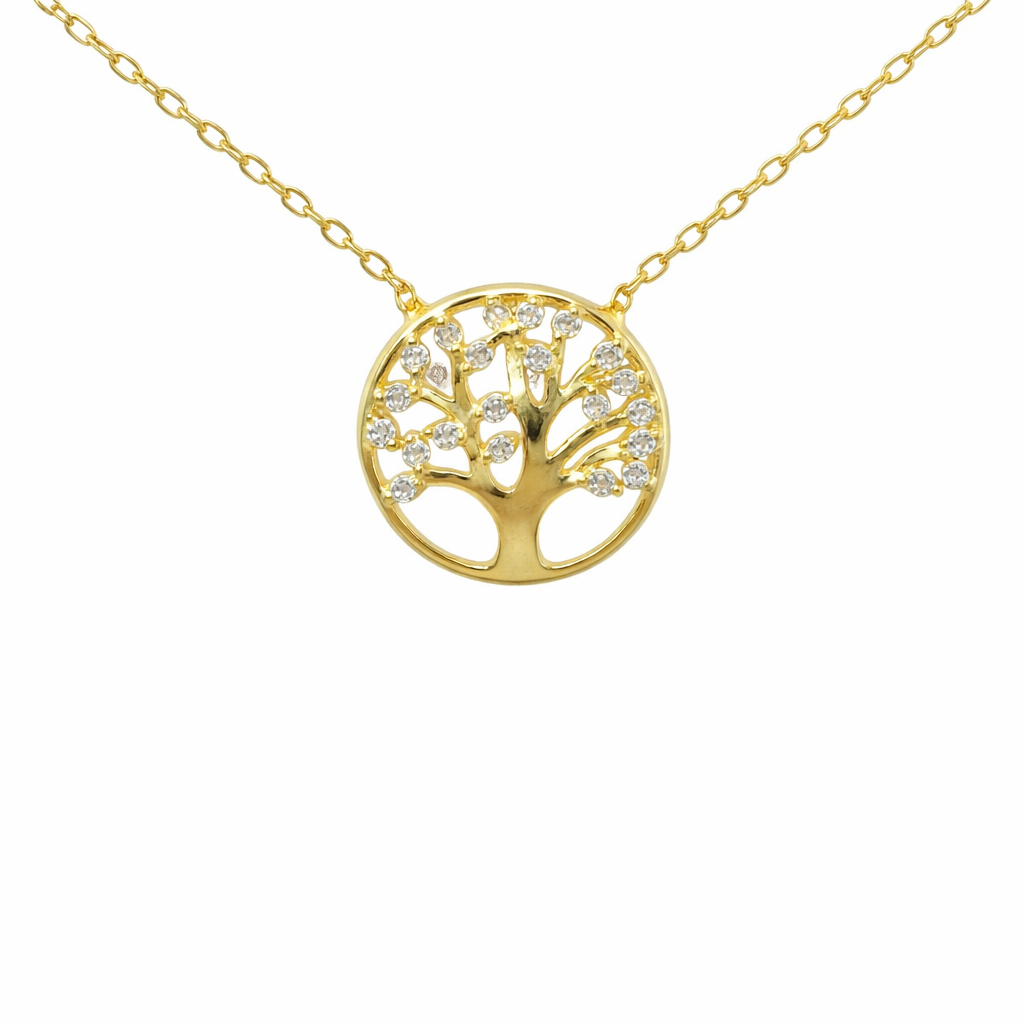 Sterling Silver CZ Tree of Life Necklace