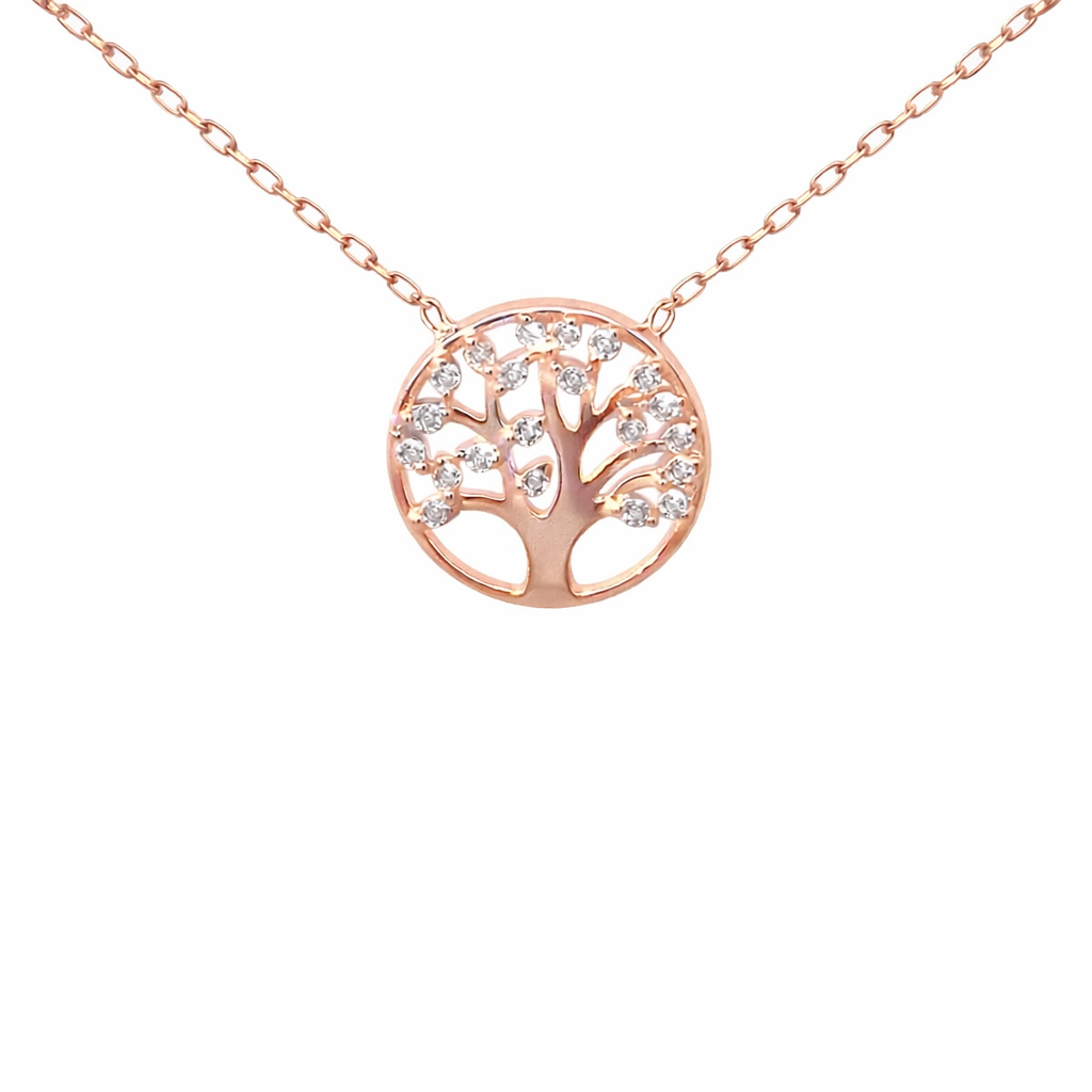 Sterling Silver CZ Tree of Life Necklace